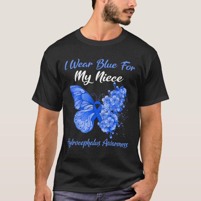 Camiseta Mariposa Que Uso Azul Para Mi Niña Hidrocefalia W (Anverso)