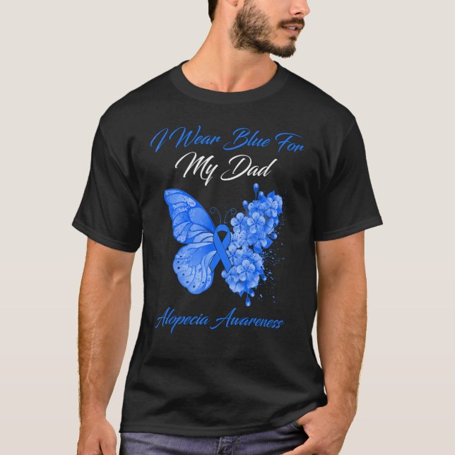 Camiseta Mariposa Que Uso Azul Para Mi Papá Alopecia Awaren (Anverso)