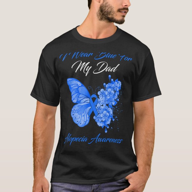 Camiseta Mariposa Que Uso Azul Para Mi Papá Alopecia Awaren (Anverso)