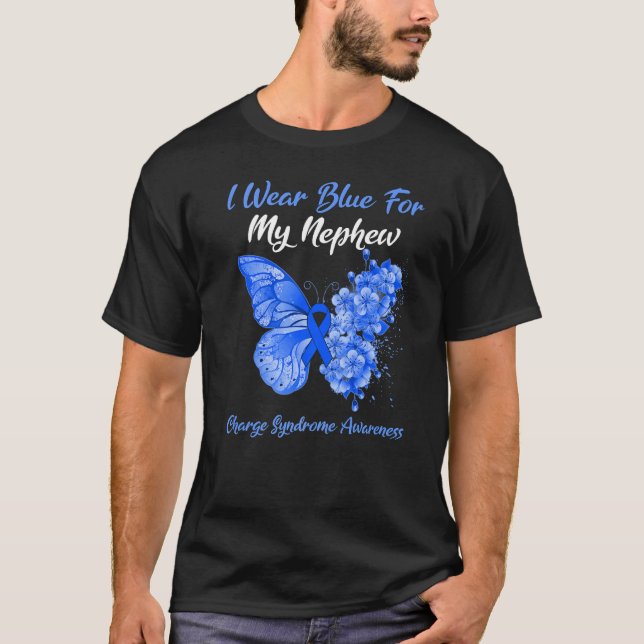 Camiseta Mariposa Que Uso Azul Para Mi Síndrome De Cargas D (Anverso)