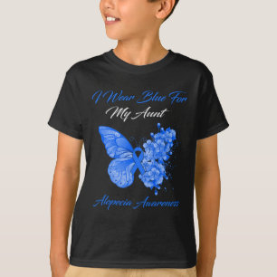 Camiseta Mariposa Que Uso Azul Para Mi Tía Alopecia Awarene