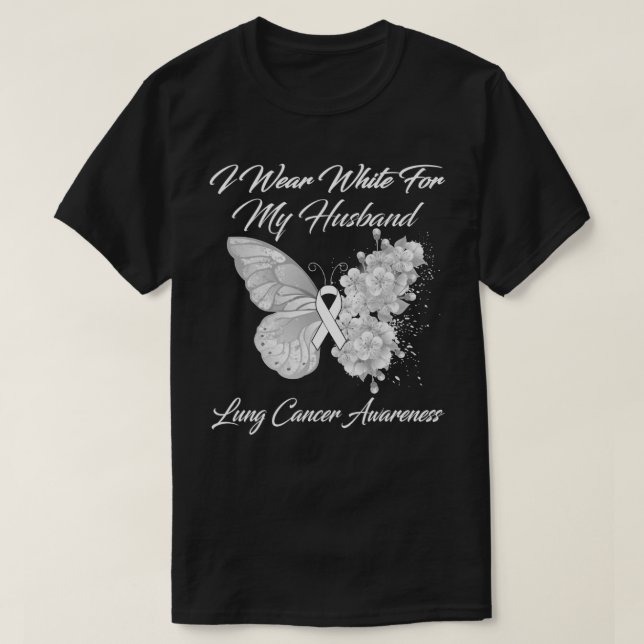 Camiseta Mariposa Que Uso Blanco Para El Cáncer De Pulmón D (Diseño del anverso)