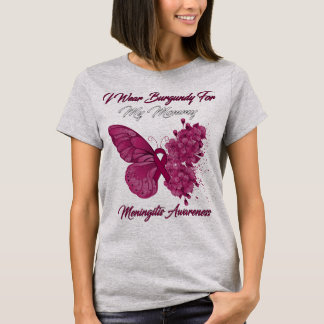 Camiseta Mariposa Que Uso Borgoña Para Mi Meningitis Mami