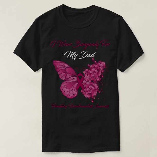 Camiseta Mariposa Que Uso Borgoña Para Mi Padre Hereditario (Diseño del anverso)