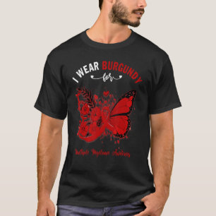 Camiseta Mariposa Que Uso Borgoña Para Múltiples Mielomas A