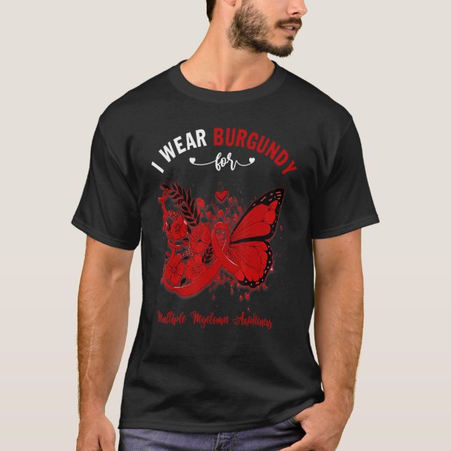 Camiseta Mariposa Que Uso Borgoña Para Múltiples Mielomas A (Anverso)