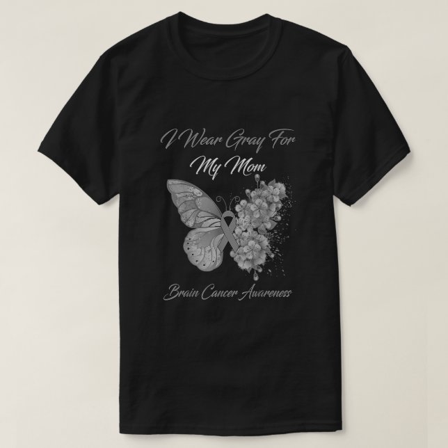 Camiseta Mariposa Que Uso Gris Para Mi Mamá Cáncer De Cereb (Diseño del anverso)