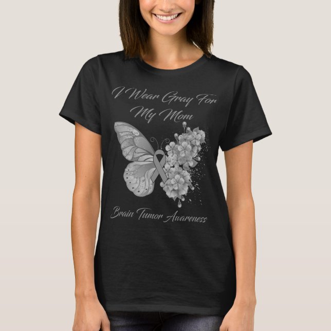 Camiseta Mariposa Que Uso Gris Por El Tumor Cerebral De Mi  (Anverso)