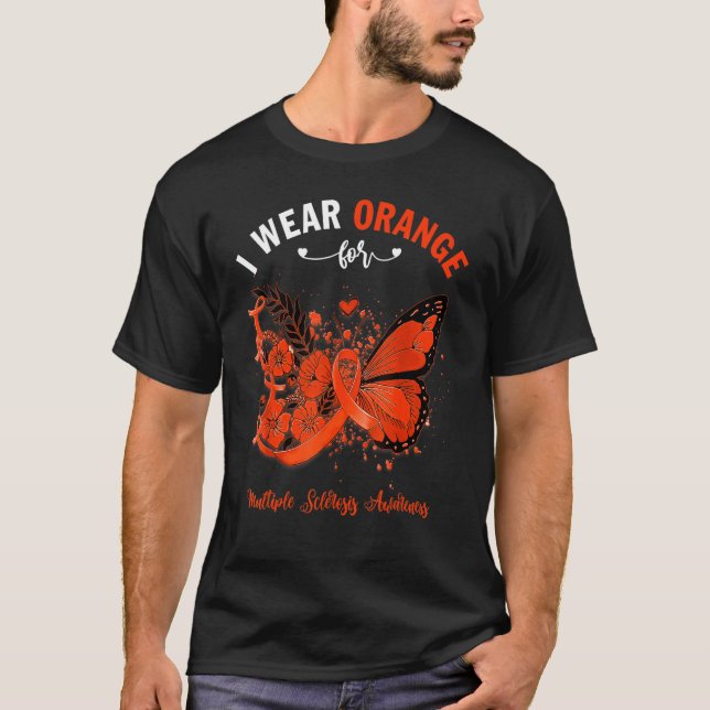 Camiseta Mariposa Que Uso Naranja Para Esclerosis Múltiple  (Anverso)