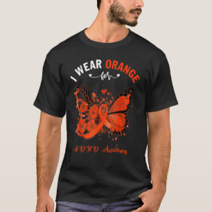 Camiseta Mariposa Que Uso Naranja Para La Conciencia Adhd