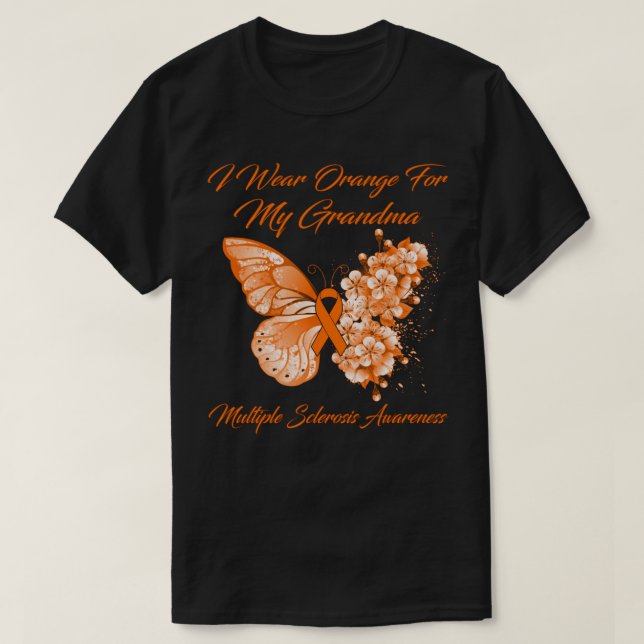 Camiseta Mariposa Que Uso Naranja Para Mi Abuela Múltiple S (Diseño del anverso)