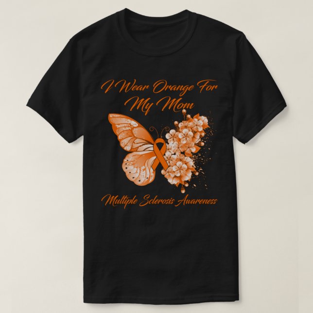 Camiseta Mariposa Que Uso Naranja Para Mi Mamá Múltiple Esc (Diseño del anverso)