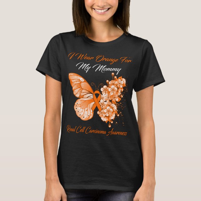 Camiseta Mariposa Que Uso Naranja Para Mi Mami Célula Renal (Anverso)