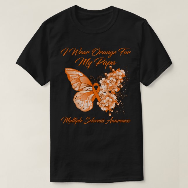 Camiseta Mariposa Que Uso Naranja Para Mi Papá Múltiple Esc (Diseño del anverso)