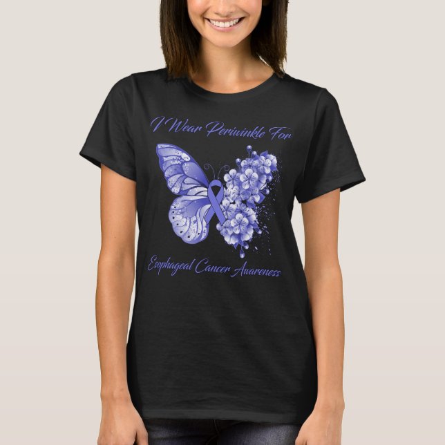 Camiseta Mariposa Que Uso Periwinkle Para El Cáncer Esofági (Anverso)