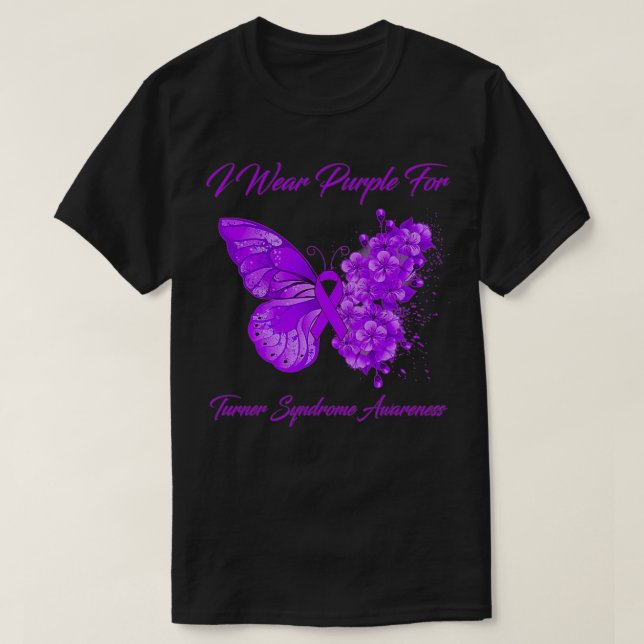 Camiseta Mariposa Que Uso Púrpura Para El Awarato Del Síndr (Diseño del anverso)