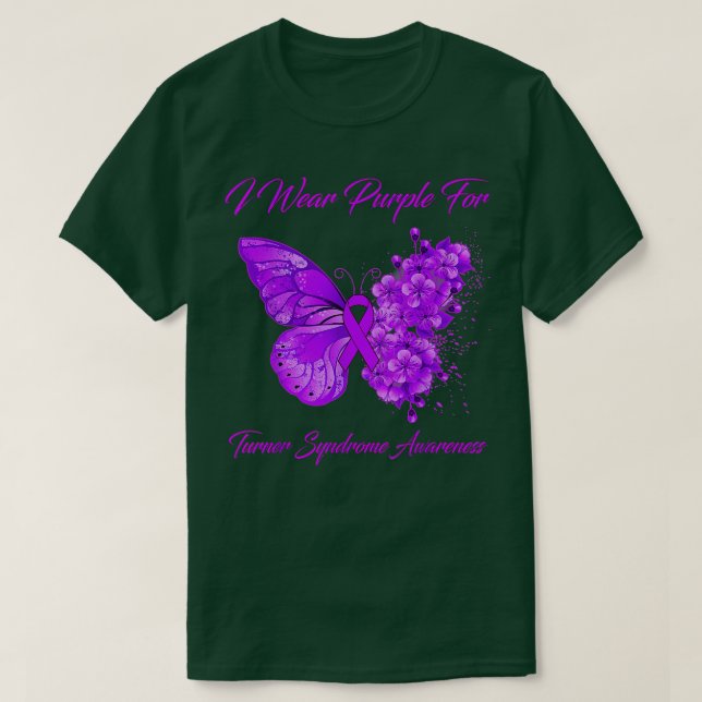 Camiseta Mariposa Que Uso Púrpura Para El Awarato Del Síndr (Diseño del anverso)