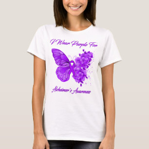 Camiseta Mariposa que uso púrpura para la conciencia del Al