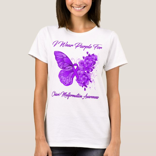Camiseta Mariposa Que Uso Púrpura Para La Malformación De C (Anverso)