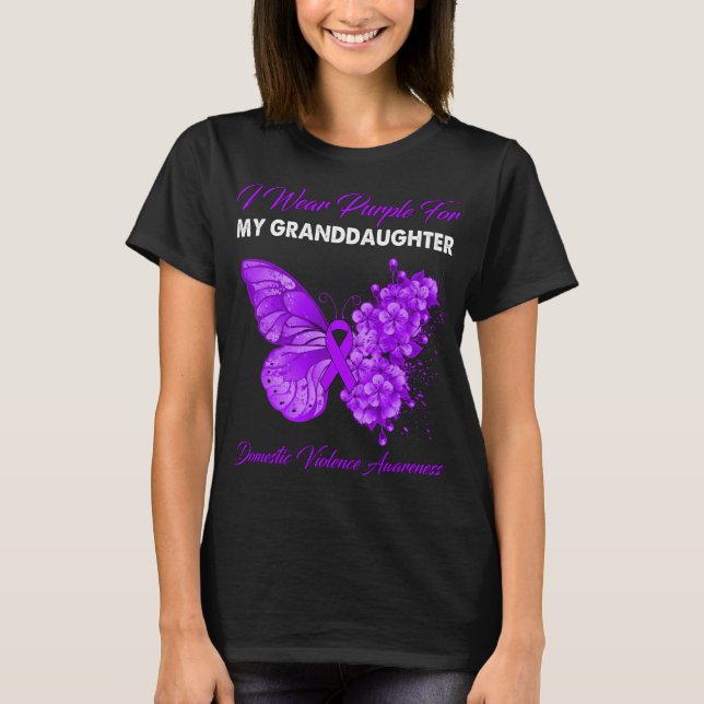 Camiseta Mariposa Que Uso Púrpura Para Los Dominios De Mi N (Anverso)