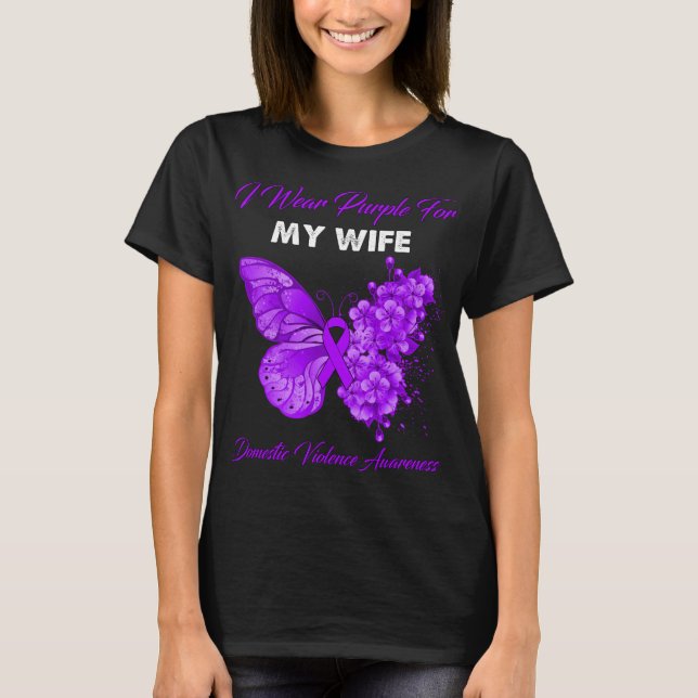 Camiseta Mariposa Que Uso Púrpura Para Mi Esposa Viento Dom (Anverso)