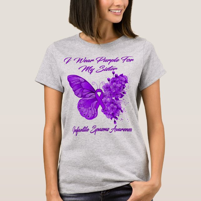 Camiseta Mariposa Que Uso Púrpura Para Mi Hermana Infantil (Anverso)