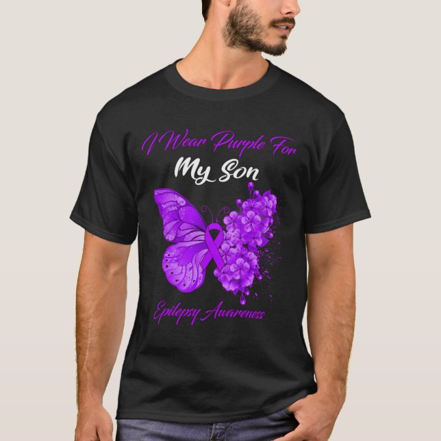 Camiseta Mariposa Que Uso Púrpura Para Mi Hijo Epilepsy Awa (Anverso)