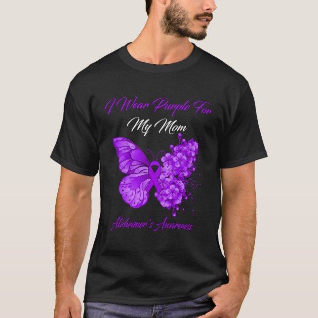 Camiseta Mariposa Que Uso Púrpura Para Mi Mamá Alzheimer'S  (Anverso)