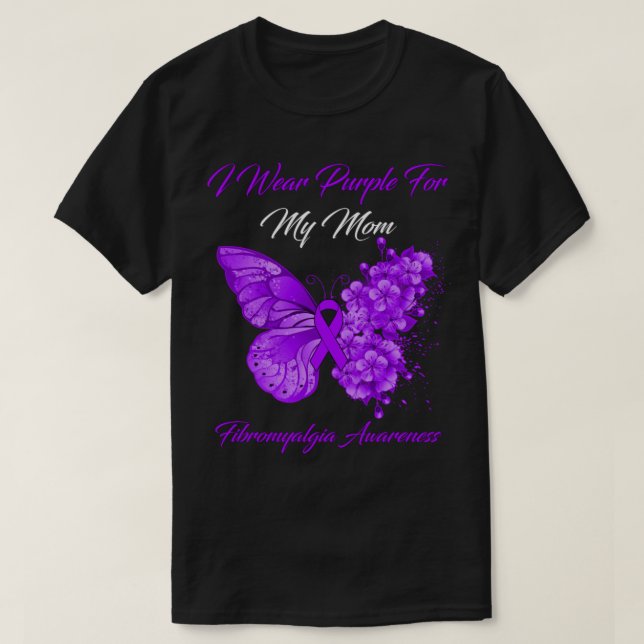 Camiseta Mariposa Que Uso Púrpura Para Mi Mamá Fibromialgia (Diseño del anverso)