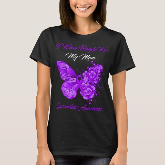 Camiseta Mariposa Que Uso Púrpura Para Mi Mamá Sarcoidosis (Anverso)