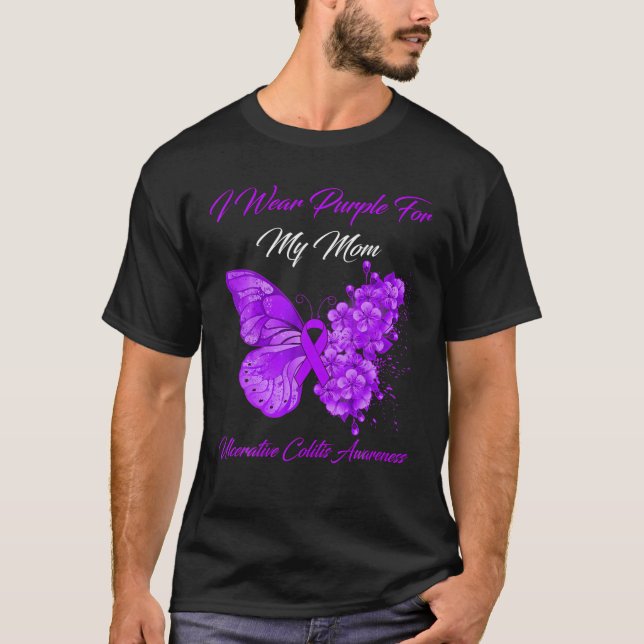 Camiseta Mariposa Que Uso Púrpura Para Mi Mamá Ulceración C (Anverso)