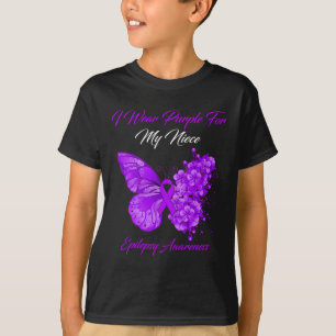 Camiseta Mariposa Que Uso Púrpura Para Mi Niña Epilepsia Aw