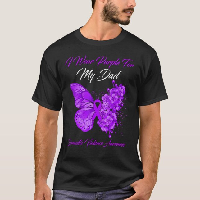 Camiseta Mariposa Que Uso Púrpura Para Mi Padre Violencia D (Anverso)