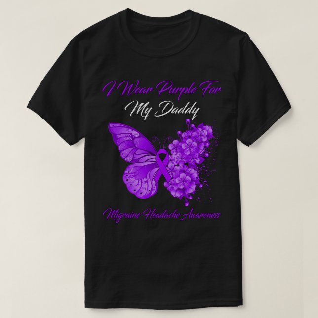Camiseta Mariposa Que Uso Púrpura Para Mi Papi Cabeza De Mi (Diseño del anverso)