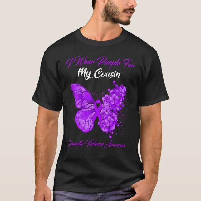 Camiseta Mariposa Que Uso Púrpura Para Mi Primo Vio Domésti (Anverso)