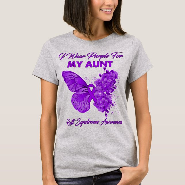 Camiseta Mariposa Que Uso Púrpura Para Mi Síndrome De Reten (Anverso)