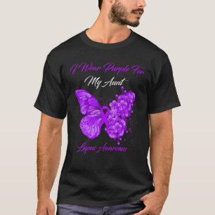 Camiseta Mariposa Que Uso Púrpura Para Mi Tía Lupus Aware