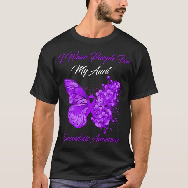 Camiseta Mariposa Que Uso Púrpura Para Mi Tía Sarcoidosis A (Anverso)