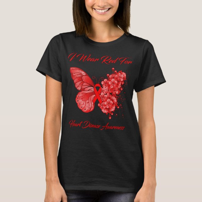 Camiseta Mariposa Que Uso Rojo Para Concienciación Sobre En (Anverso)