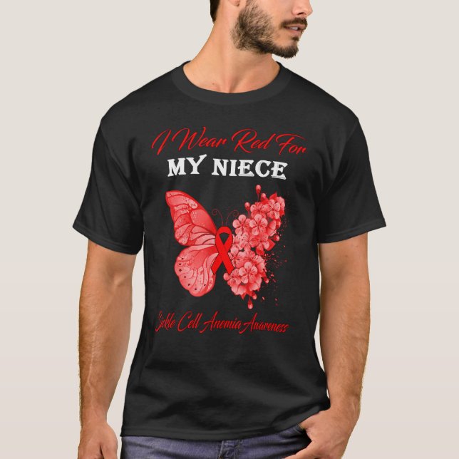 Camiseta Mariposa Que Uso Rojo Para Mi Anema De Célula De E (Anverso)