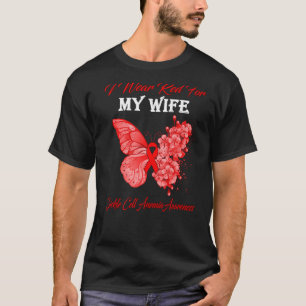 Camiseta Mariposa Que Uso Rojo Para Mi Esposa Célula Anémic