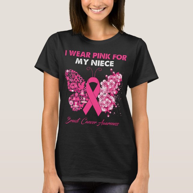 Camiseta Mariposa Que Uso Rosa Para El Cáncer De Mama De Mi (Anverso)
