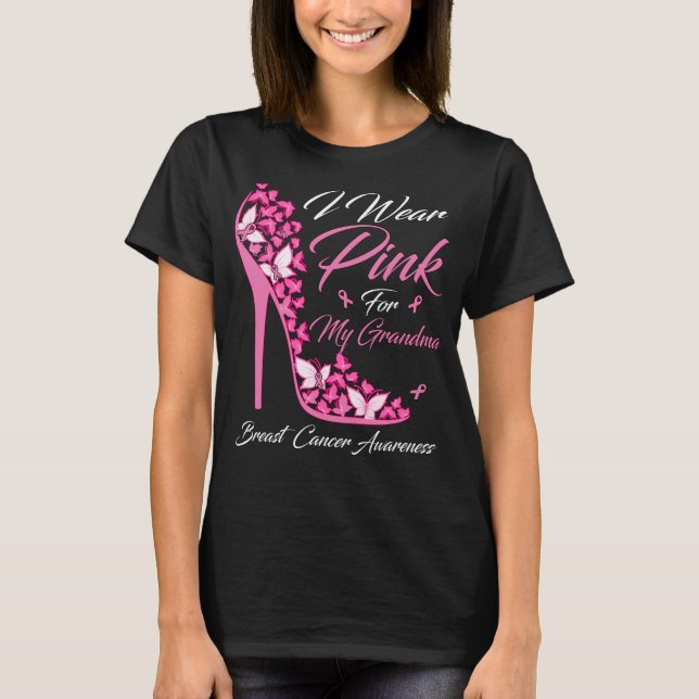Camiseta Mariposa Que Uso Rosa Para El Cáncer De Mama De Mi (Anverso)