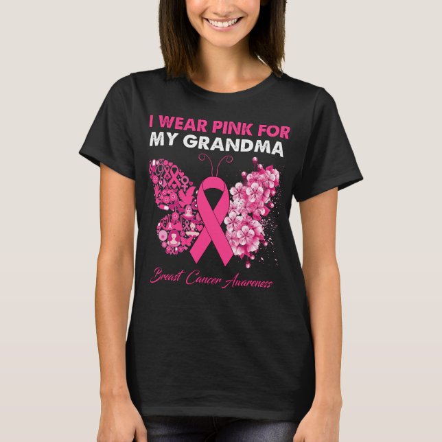 Camiseta Mariposa Que Uso Rosa Para El Cáncer De Mama De Mi (Anverso)