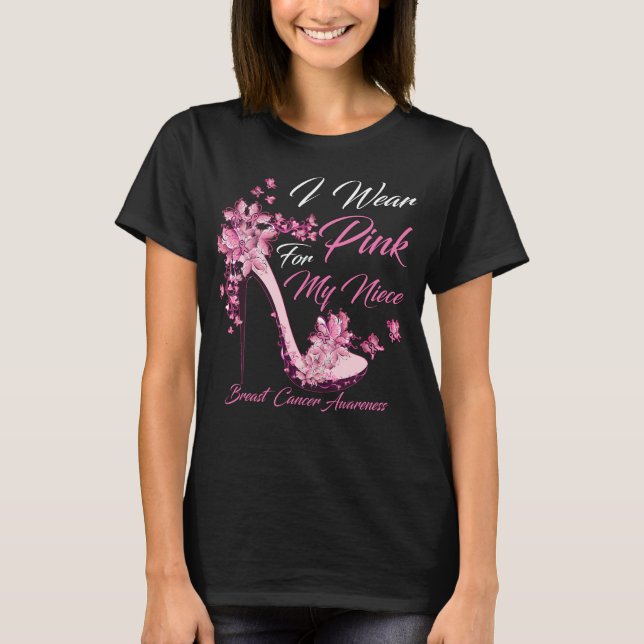 Camiseta Mariposa Que Uso Rosa Para El Cáncer De Mama De Mi (Anverso)