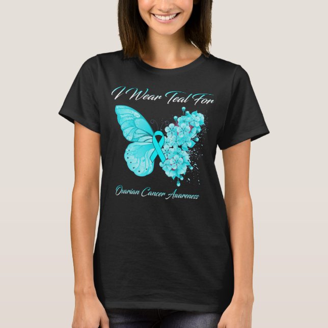 Camiseta Mariposa Que Uso Verde azulado Para Concienciación (Anverso)