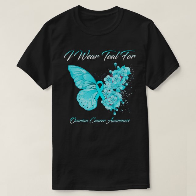 Camiseta Mariposa Que Uso Verde azulado Para Concienciación (Diseño del anverso)