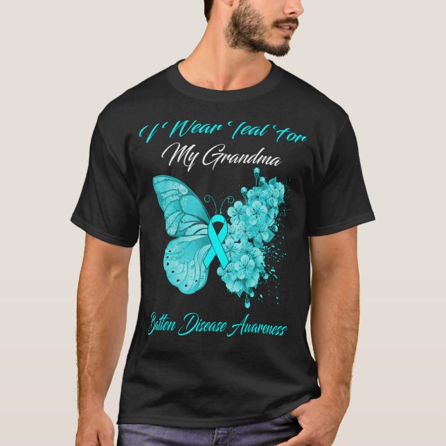 Camiseta Mariposa Que Uso Verde azulado Para Mi Abuela Batt (Anverso)