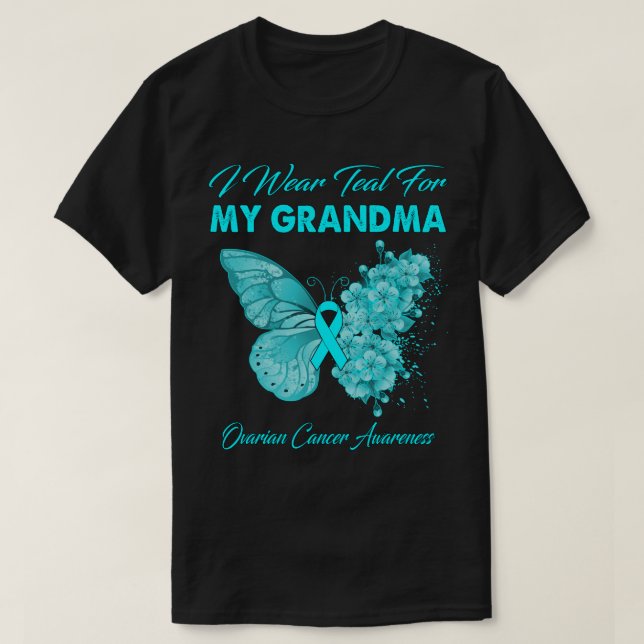 Camiseta Mariposa Que Uso Verde azulado Para Mi Abuela Canc (Diseño del anverso)