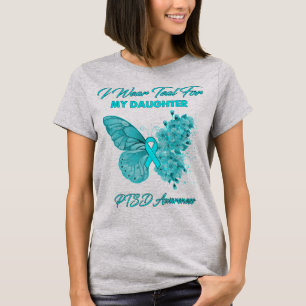 Camiseta Mariposa Que Uso Verde azulado Para Mi Hija PTSD A